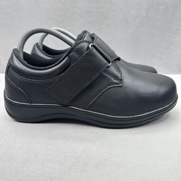 OrthoFeet 810 Arcadia Womens Size 8 (4E) Shoes Black Leather Monk Strap XX-WIDE - Picture 1 of 8